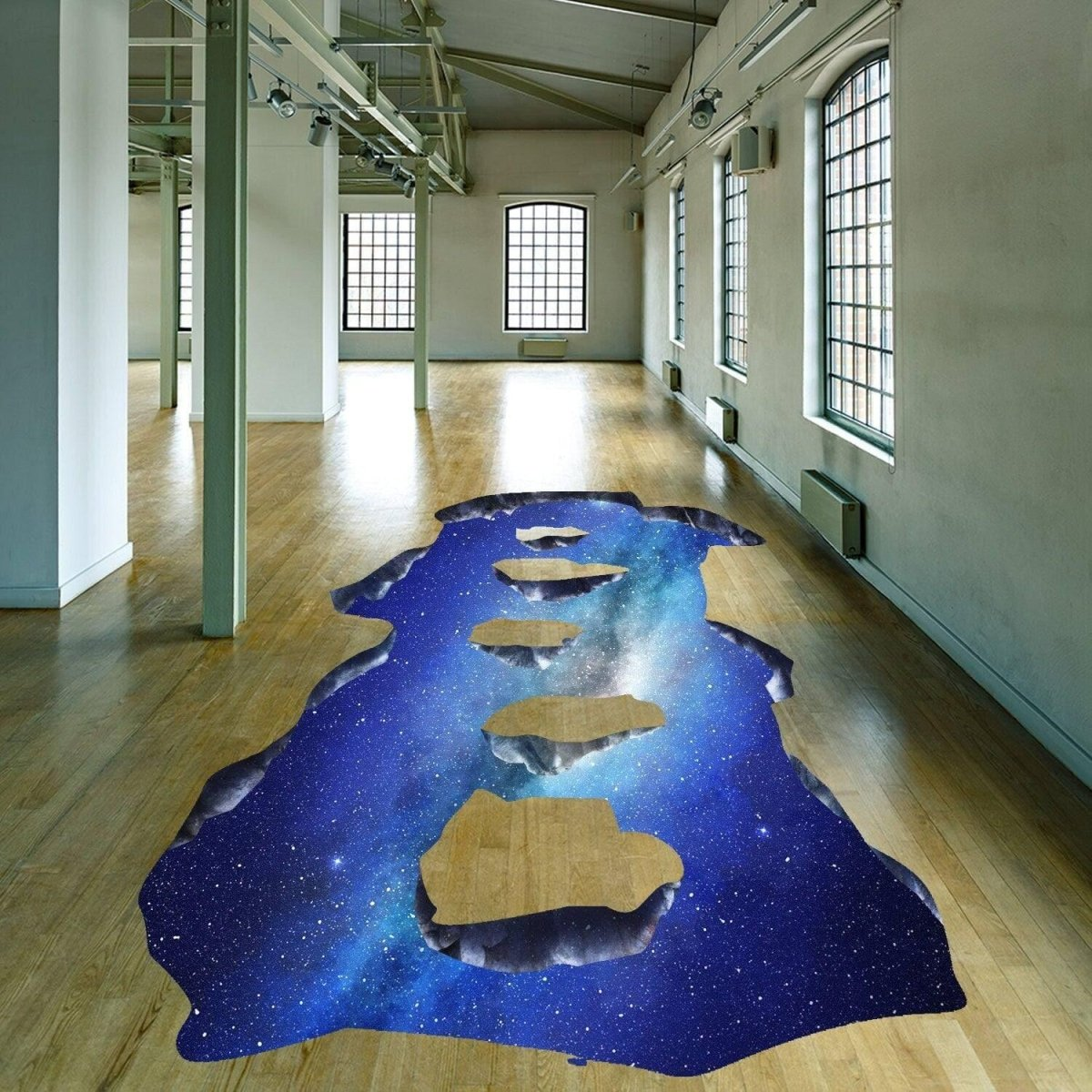 3d Space Bridge Floor Vinyl Decal - Bathroom Living Room Flooring Galaxy Decals Stick Peel Decor Stickers Decoration Kids Classroom Sticker
