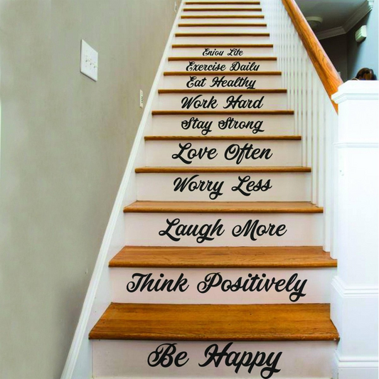Stair Riser Step Quotes Vinyl Decals - Home Staircase Stairway Family Sayings Stickers - Art Sticker Set For Stairs Steps Words Decor Decal