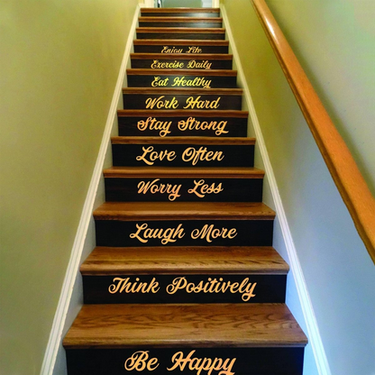 Stair Riser Step Quotes Vinyl Decals - Home Staircase Stairway Family Sayings Stickers - Art Sticker Set For Stairs Steps Words Decor Decal