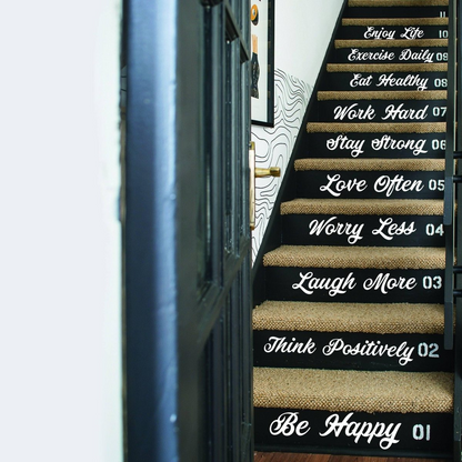 Stair Riser Step Quotes Vinyl Decals - Home Staircase Stairway Family Sayings Stickers - Art Sticker Set For Stairs Steps Words Decor Decal