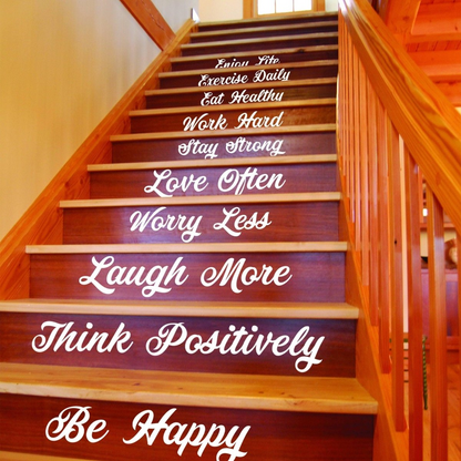 Stair Riser Step Quotes Vinyl Decals - Home Staircase Stairway Family Sayings Stickers - Art Sticker Set For Stairs Steps Words Decor Decal