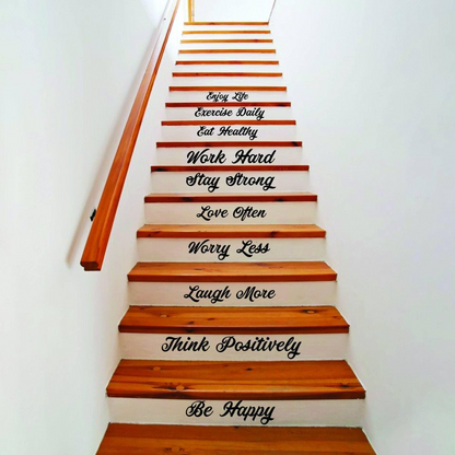 Stair Riser Step Quotes Vinyl Decals - Home Staircase Stairway Family Sayings Stickers - Art Sticker Set For Stairs Steps Words Decor Decal