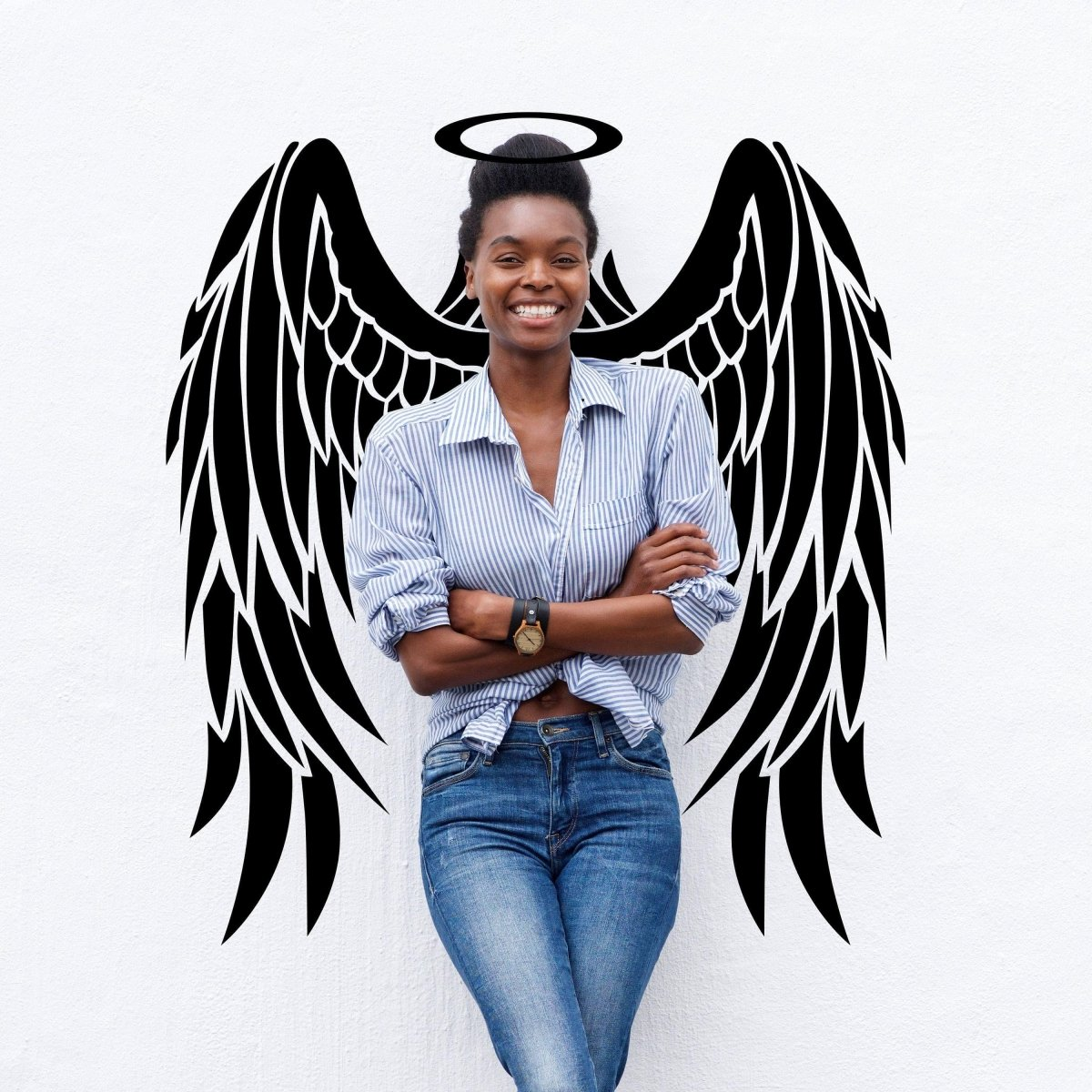 Angel Wings Wall Decor - Angels Wing Art Vinyl Decal - Large Feather Sticker For Room Decoration - The Girl Princess Home 3d Black Mural