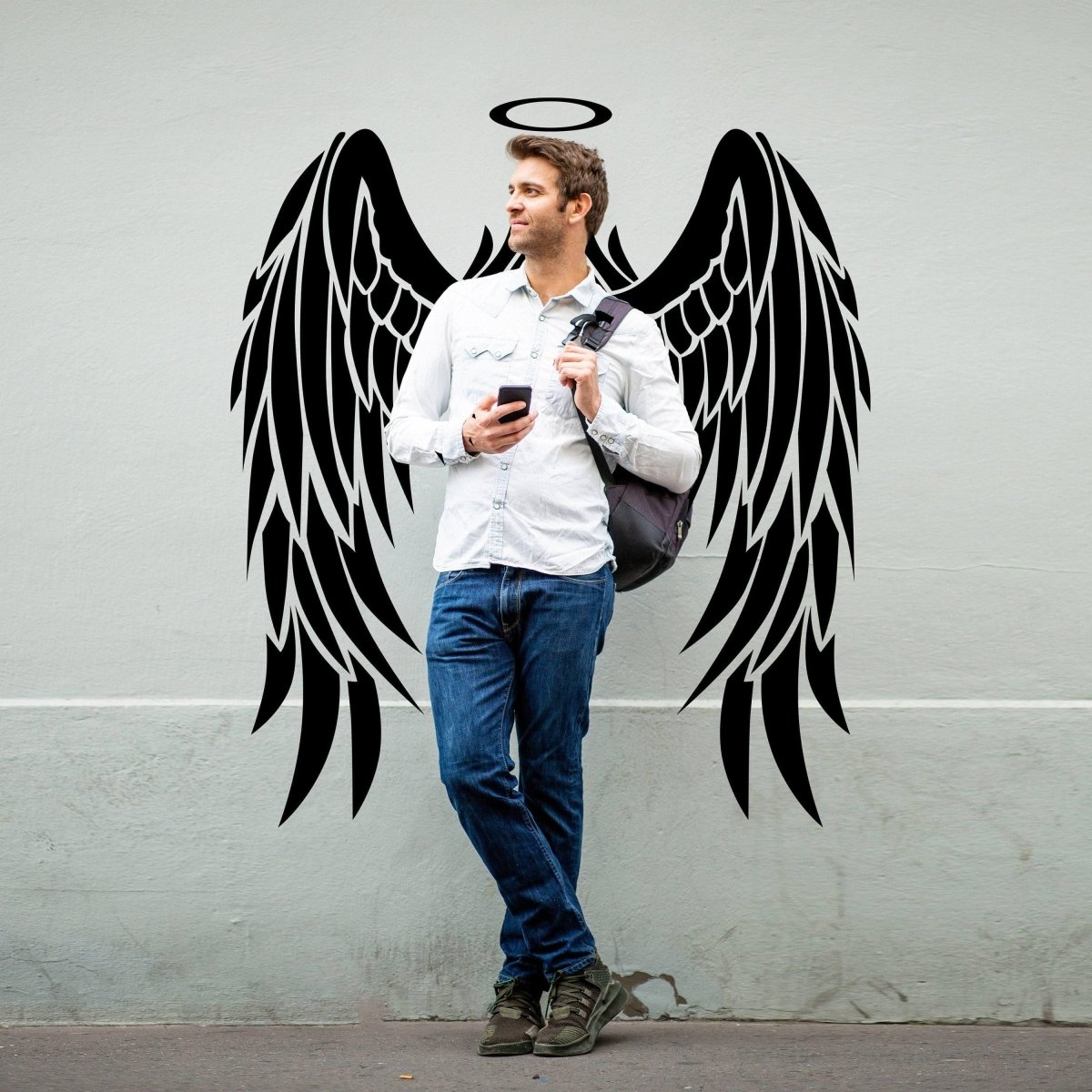 Angel Wings Wall Decor - Angels Wing Art Vinyl Decal - Large Feather Sticker For Room Decoration - The Girl Princess Home 3d Black Mural