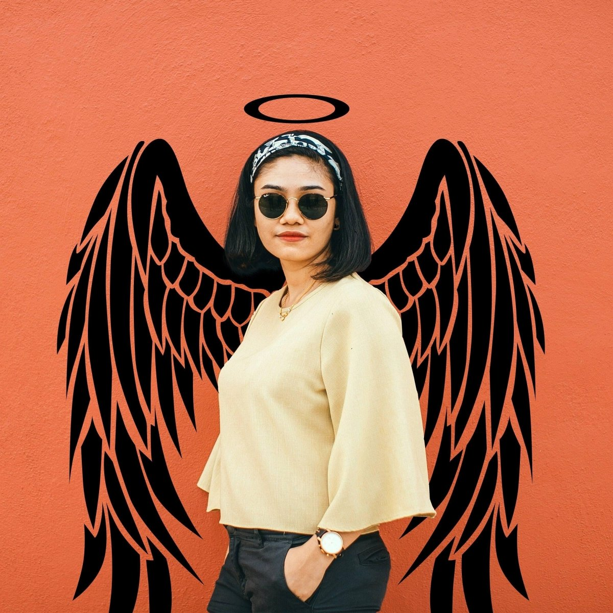 Angel Wings Wall Decor - Angels Wing Art Vinyl Decal - Large Feather Sticker For Room Decoration - The Girl Princess Home 3d Black Mural