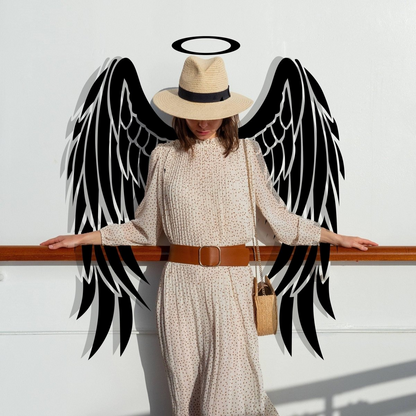 Angel Wings Wall Decor - Angels Wing Art Vinyl Decal - Large Feather Sticker For Room Decoration - The Girl Princess Home 3d Black Mural