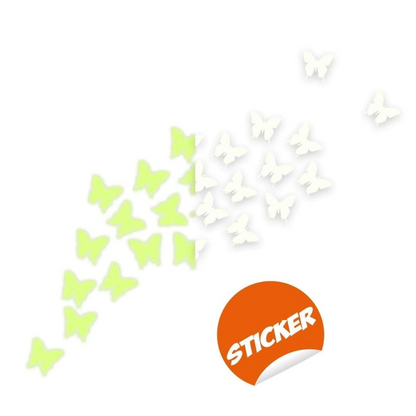 24x The Flying Butterfly Glow At Night Decal - Glowing Vinyl In Dark Sticker Butterflies - Art Wall Elements Of Nature Illustration Decor