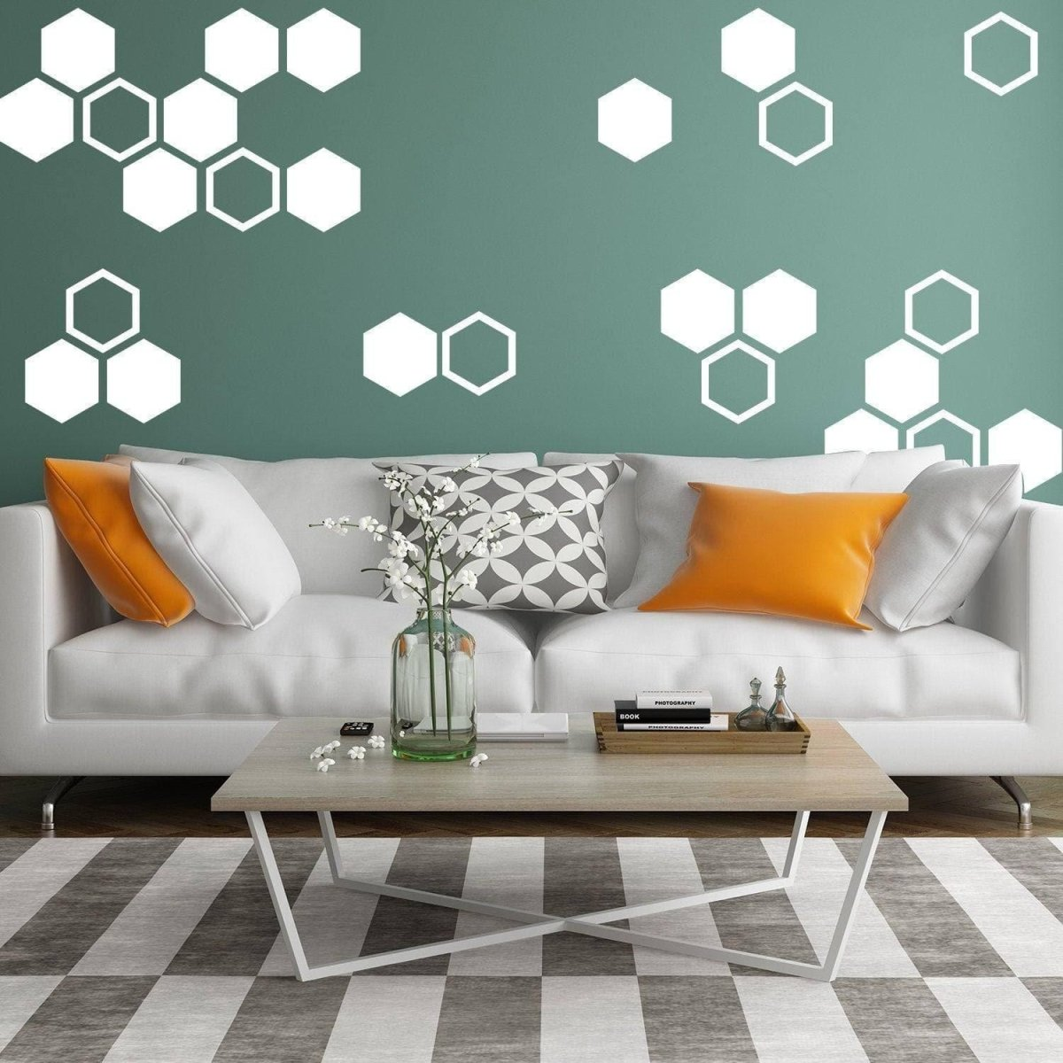 50x Honeycomb Wall Stickers Decor - Geometric Hexagon Sticker For Bedroom Living Room - Gold Vinyl Decal Adhesive Honey Comb Bee Cell Decals