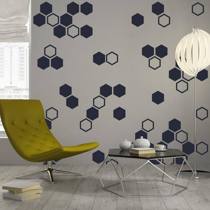 50x Honeycomb Wall Stickers Decor - Geometric Hexagon Sticker For Bedroom Living Room - Gold Vinyl Decal Adhesive Honey Comb Bee Cell Decals
