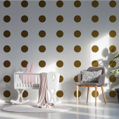 40x Circle Wall Vinyl Decals - Gold Dots Stickers Decal For Bedroom Kids Room Girls Nursery Decor - Circles Art Black Baby Removable Sticker