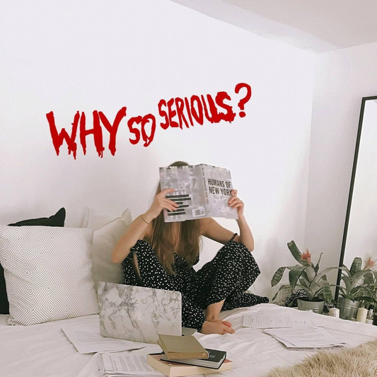 Why So Serious Joker Wall Vinyl Sticker - House Funny Evil Villain Quote Decal - Bumper Laptop Car Macbook Skateboard Die Cut Stick