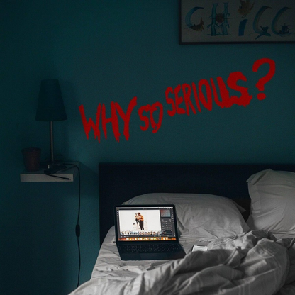 Why So Serious Joker Wall Vinyl Sticker - House Funny Evil Villain Quote Decal - Bumper Laptop Car Macbook Skateboard Die Cut Stick