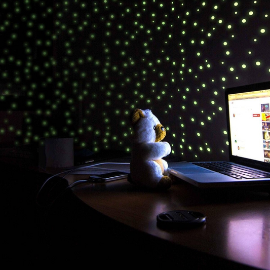257x Glow In The Dark Circle Stars Wall Stickers - The Ceiling Round Ring And Moon Glowing Decal - Space Bedroom Home Night Constellation