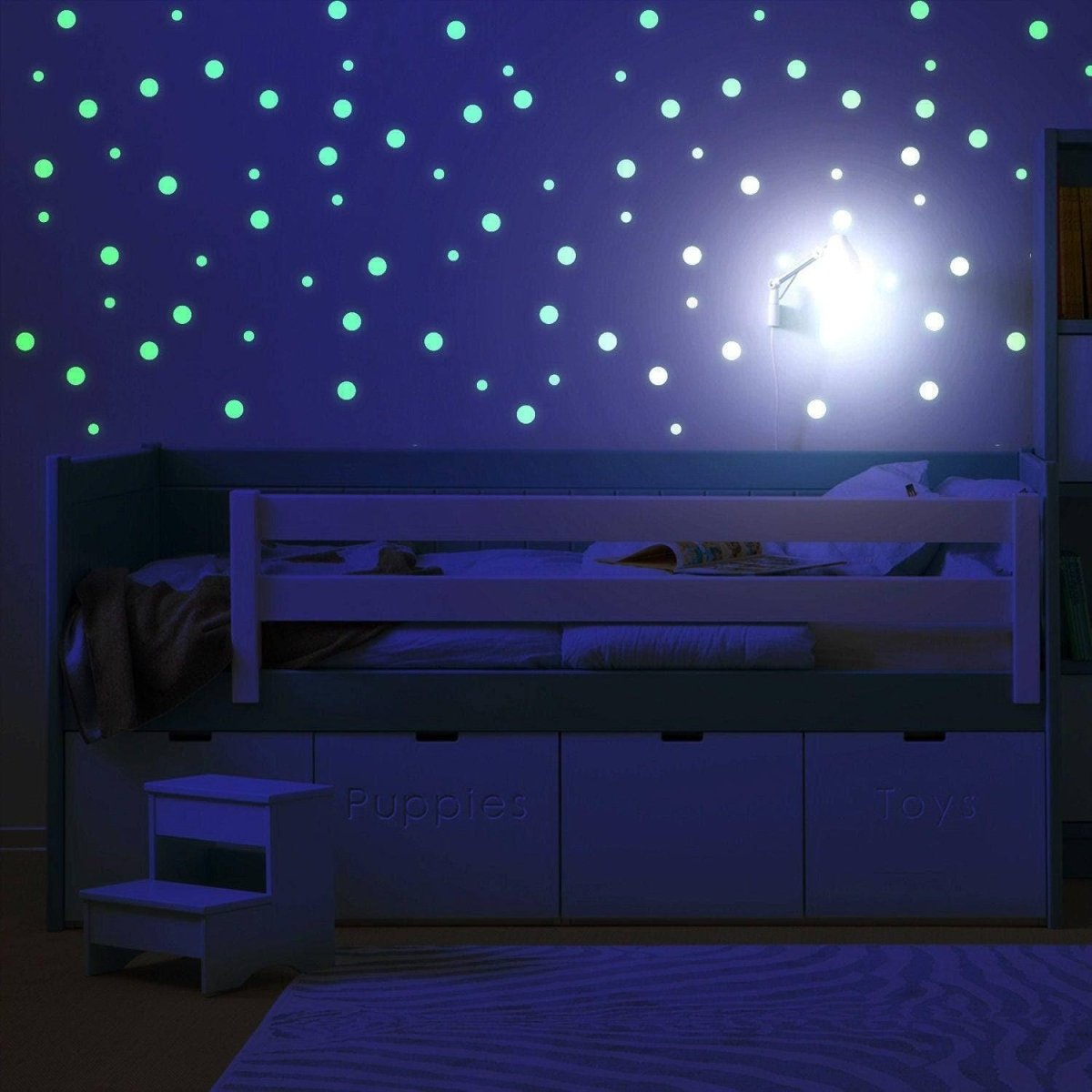 257x Glow In The Dark Circle Stars Wall Stickers - The Ceiling Round Ring And Moon Glowing Decal - Space Bedroom Home Night Constellation