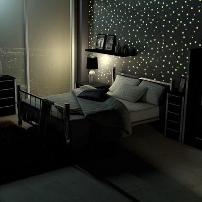 257x Glow In The Dark Circle Stars Wall Stickers - The Ceiling Round Ring And Moon Glowing Decal - Space Bedroom Home Night Constellation