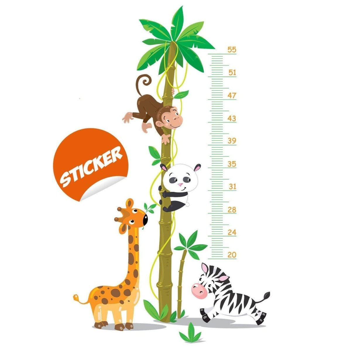 Giraffe Wall Sticker - Growth Measurement Tracker Decal - Kids Height Chart