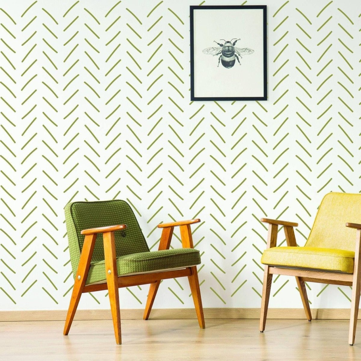 7x Rolls of Herringbone Wallpaper Peel And Stick Stickers - Geometric Self Adhesive Black Removable Stripes Wall - Waterproof Vinyl Decals