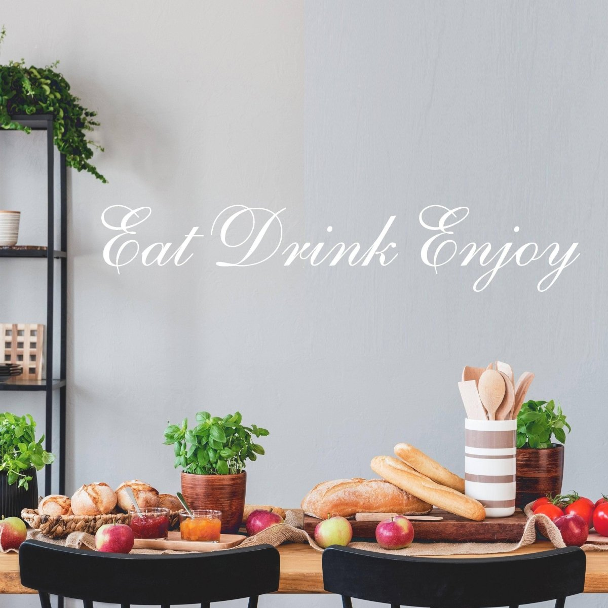 Glow In Dark Eat Drink Enjoy Quote Wall Vinyl Sticker - Glowing Kitchen Text Decal Sign - Nigh Light Neon Sayings Decor Sign Room