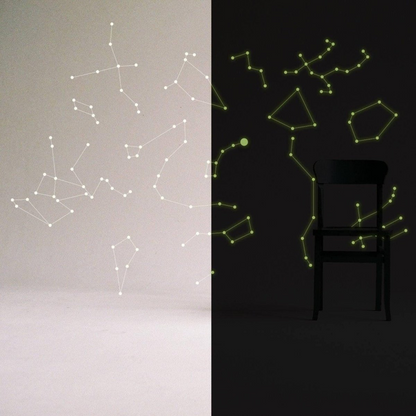 Glowing Vinyl Ceiling Decal Star Map with Lines - Glow in the Dark Constellations Sticker - Luminescent Milky Way Stars + Free Decal Gift!