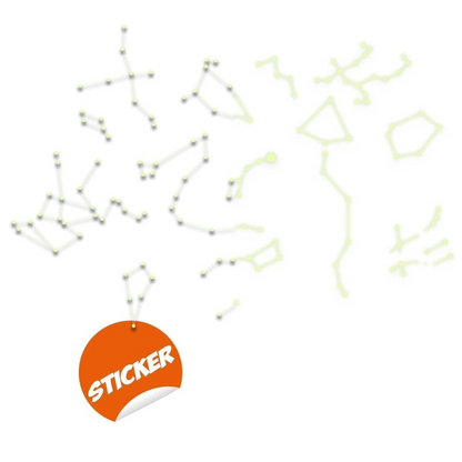 Glowing Vinyl Ceiling Decal Star Map with Lines - Glow in the Dark Constellations Sticker - Luminescent Milky Way Stars + Free Decal Gift!