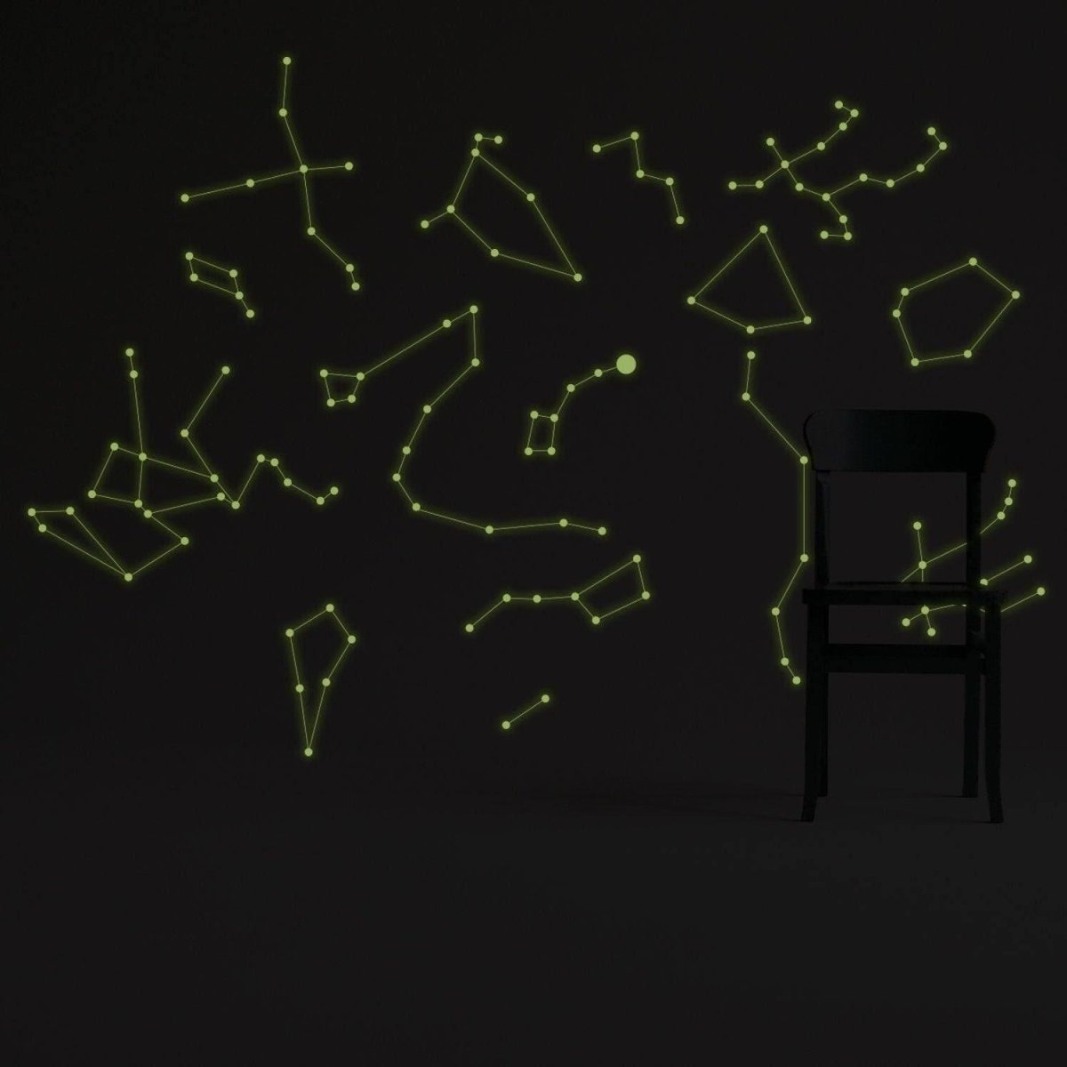 Glowing Vinyl Ceiling Decal Star Map with Lines - Glow in the Dark Constellations Sticker - Luminescent Milky Way Stars + Free Decal Gift!