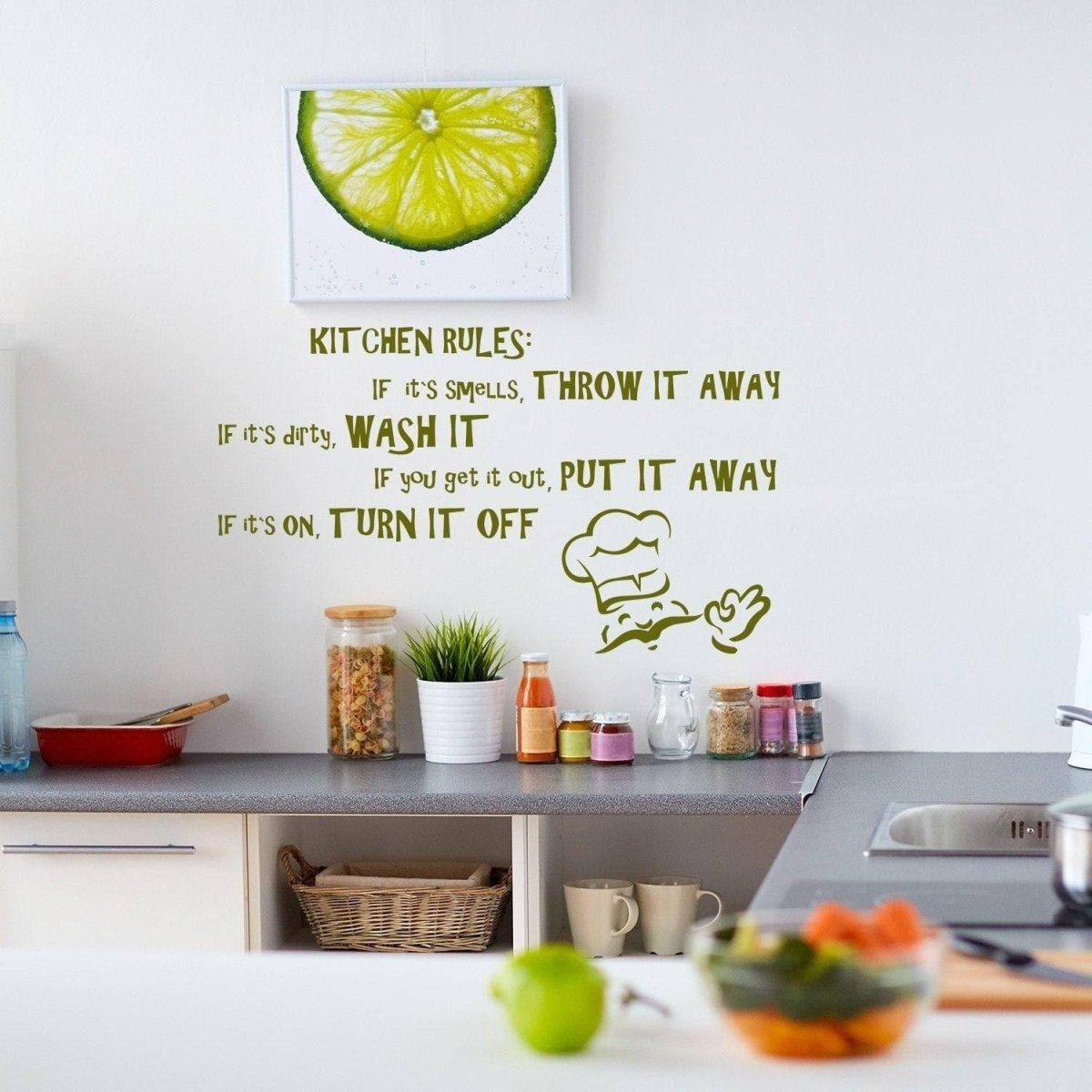 Family Rules Wall Decal - Humorous Vinyl Sticker for Kitchen, Charming Home Decor