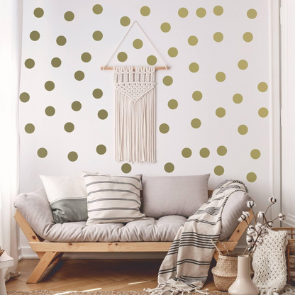 Circle Wall Stickers - Gold 2 Inches Round Dot Labels - Small Colored Blank Removable Plain Decals Pack - Adhesive Game Sticky Color Print
