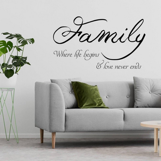 Family Quote Wall Sticker - Love Sign Decor  Vinyl Decal - Room Art Quotes Stickers - Rules Inspirational Motivational Inspiring Decals