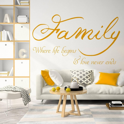 Family Quote Wall Sticker - Love Sign Decor  Vinyl Decal - Room Art Quotes Stickers - Rules Inspirational Motivational Inspiring Decals