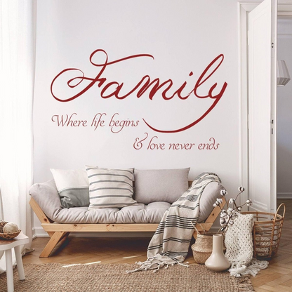 Family Quote Wall Sticker - Love Sign Decor  Vinyl Decal - Room Art Quotes Stickers - Rules Inspirational Motivational Inspiring Decals