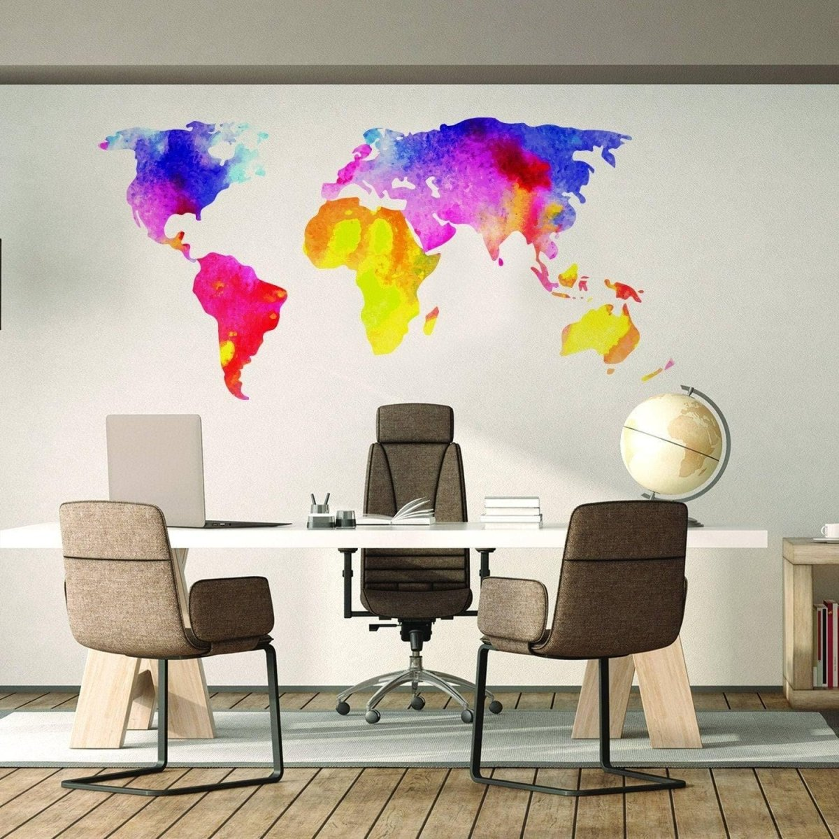 World Map Wall Decal - Sticker For Bedroom Playroom Boys Room Mural Decor - Art Of Home Removable Vinyl Peel Stick Decals Stickers Earth