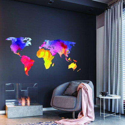 World Map Wall Decal - Sticker For Bedroom Playroom Boys Room Mural Decor - Art Of Home Removable Vinyl Peel Stick Decals Stickers Earth