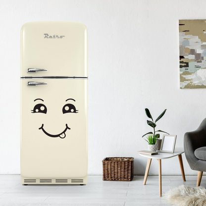 Refrigerator Smiley Face Decal - Happy Chef Smile Fridge Door Vinyl Sticker For Kitchen - Home Stick Adhesive Smiling Dining Decor