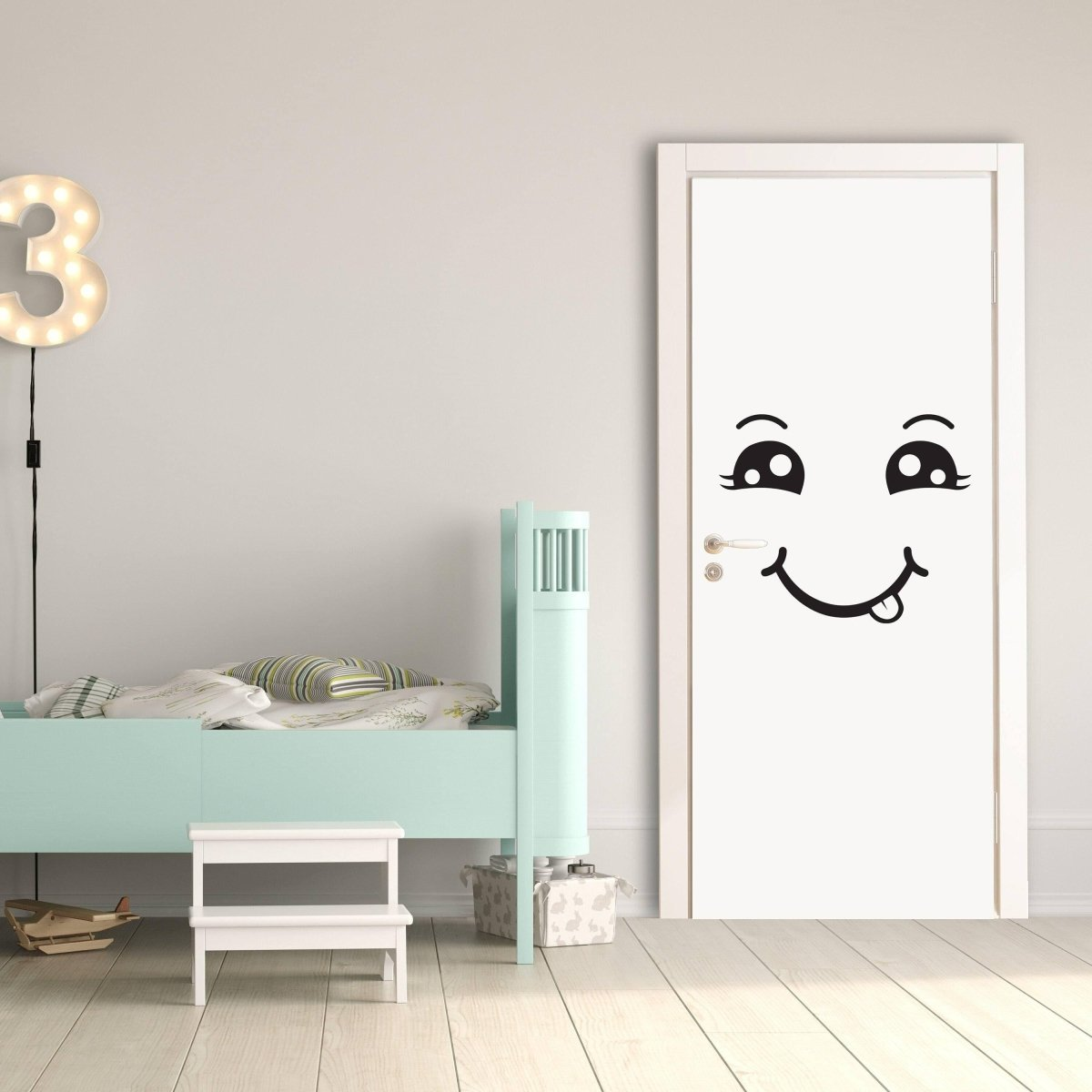 Refrigerator Smiley Face Decal - Happy Chef Smile Fridge Door Vinyl Sticker For Kitchen - Home Stick Adhesive Smiling Dining Decor