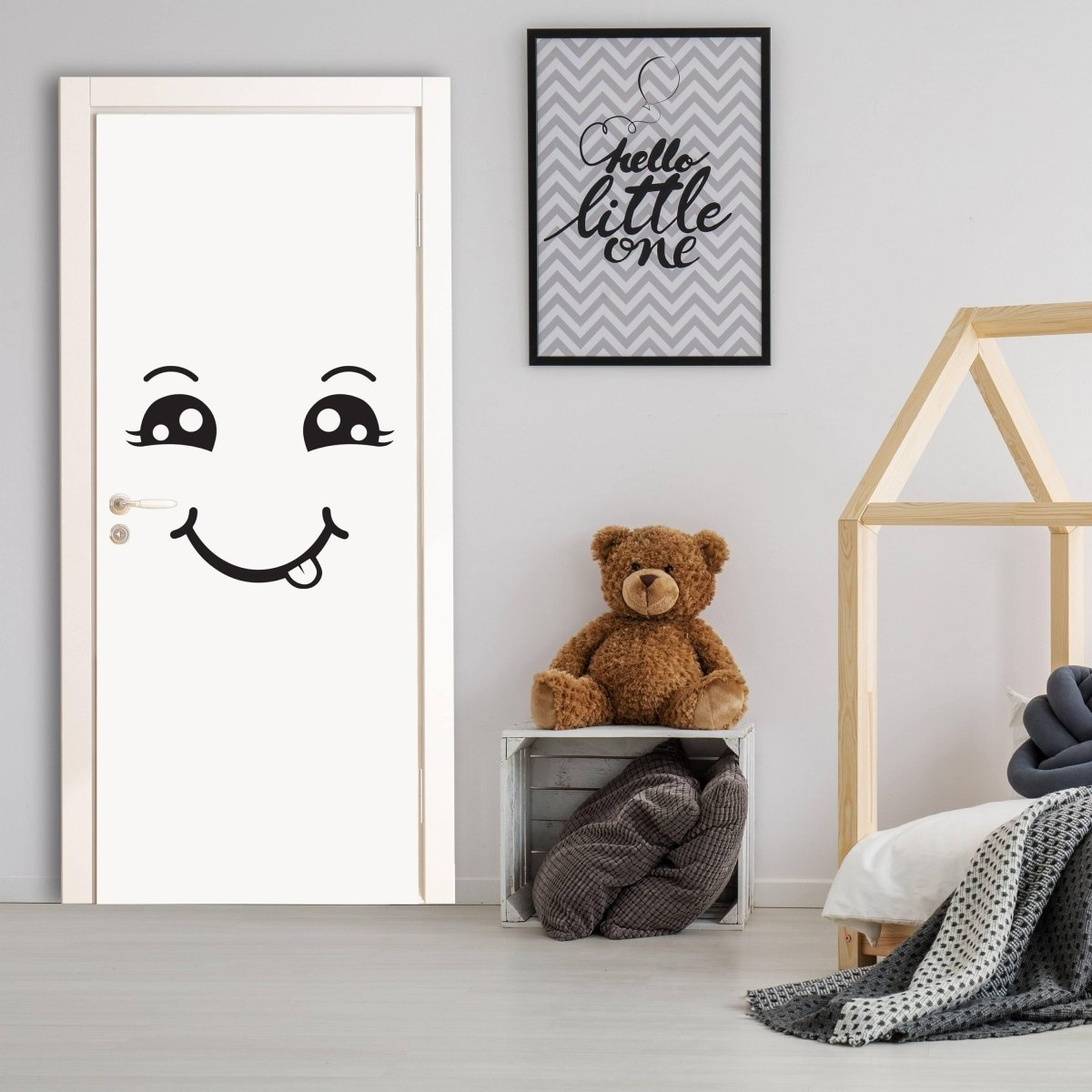 Refrigerator Smiley Face Decal - Happy Chef Smile Fridge Door Vinyl Sticker For Kitchen - Home Stick Adhesive Smiling Dining Decor