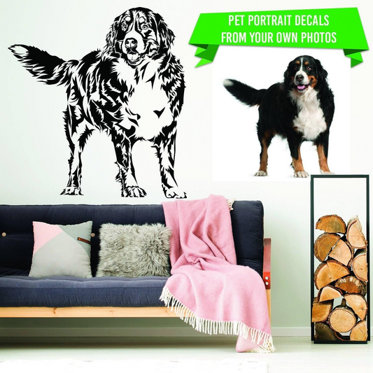 Custom Wall Decal Of Your Pet - Personalized Dog Lover Portrait Vinyl Sticker Gift Idea - Customized My Love Memorial Rescue Art Car Home