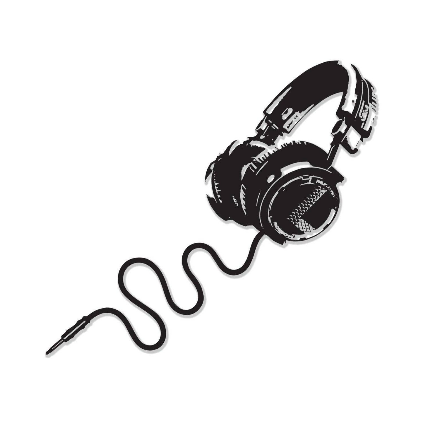 Headphone Vinyl Wall Sticker - Music Art Dj Diecut Weatherproof Decal - Silhouette Cut Decor Mural - Music Sticker - Headphone Sticker