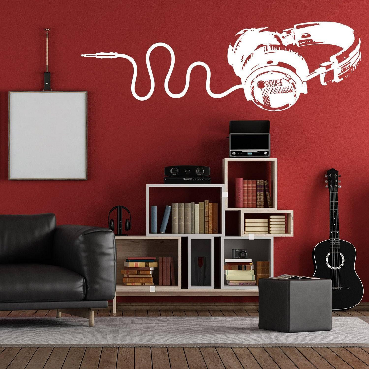 Headphone Vinyl Wall Sticker - Music Art Dj Diecut Weatherproof Decal - Silhouette Cut Decor Mural - Music Sticker - Headphone Sticker