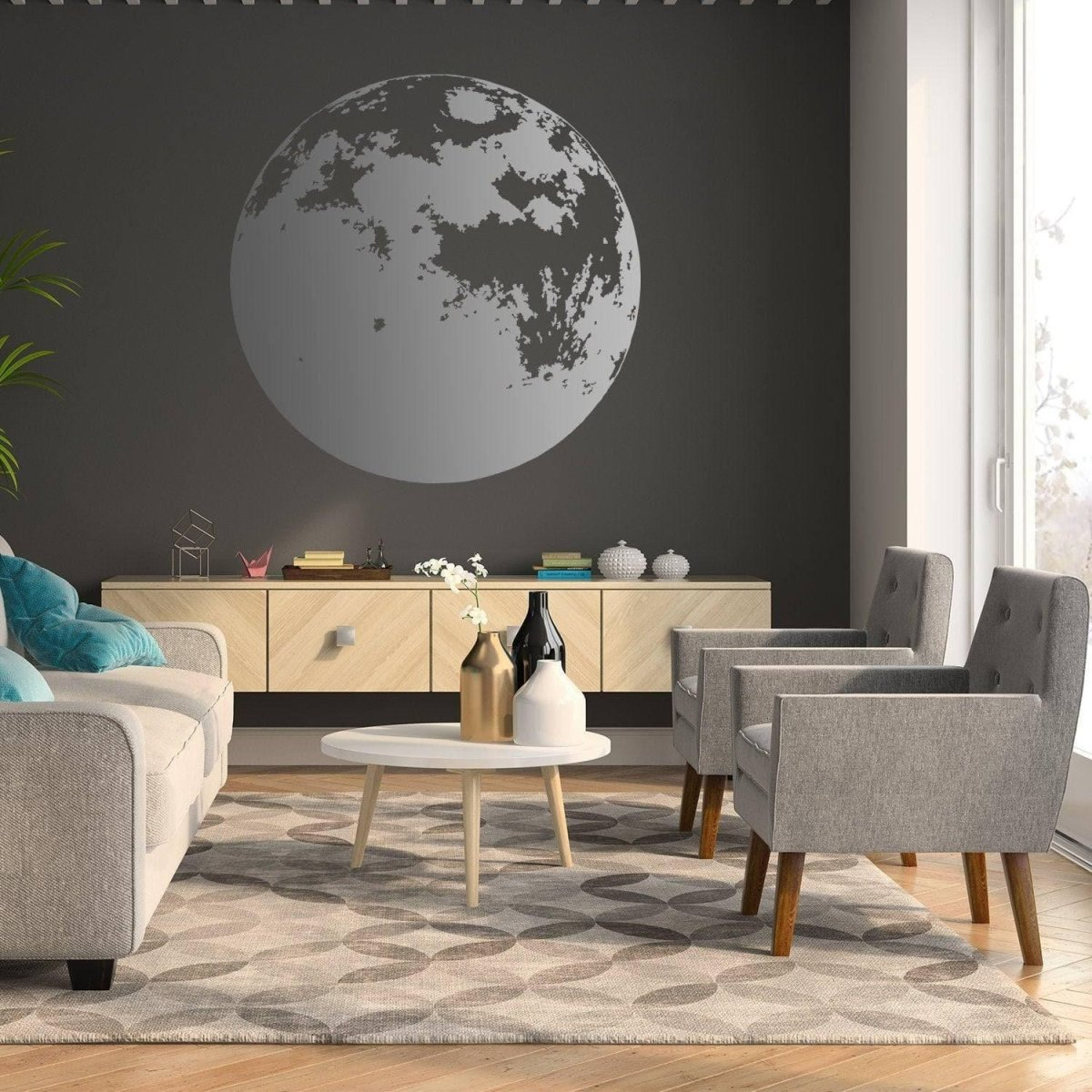 Moon Phase Wall Decor Decal - Kid Full Large Sticker For Nursery Baby Kids Room - Bedroom Ceiling Decorations Art Home Removable Vinyl