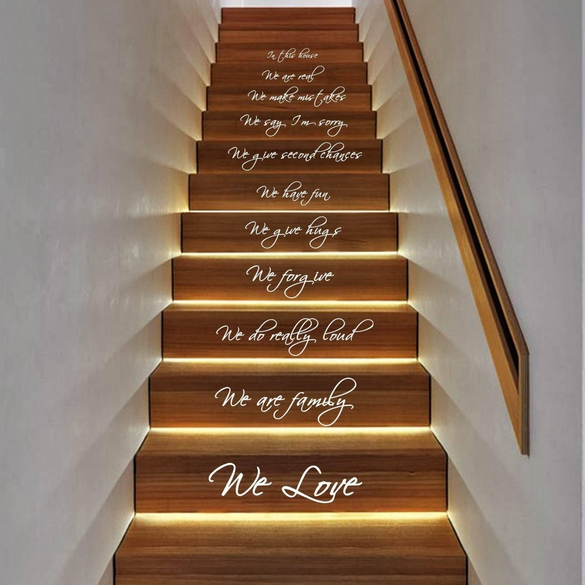 In This House Quote Stair Decals - Stairs Decal Quotes Vinyl Stickers - Staircase Step Riser Sticker - Stairway Sayings Family For Home