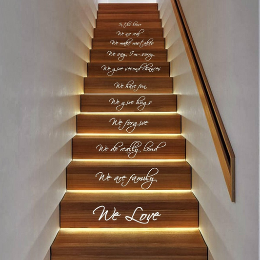 In This House Quote Stair Decals - Stairs Decal Quotes Vinyl Stickers - Staircase Step Riser Sticker - Stairway Sayings Family For Home
