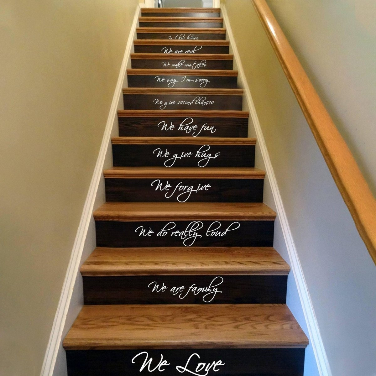 In This House Quote Stair Decals - Stairs Decal Quotes Vinyl Stickers - Staircase Step Riser Sticker - Stairway Sayings Family For Home