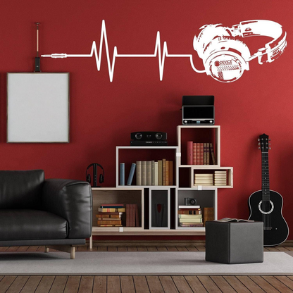 Headphone Vinyl Wall Sticker - Music Art Dj Diecut Weatherproof Decal - Silhouette Cut Decor Mural - Music Sticker - Headphone Sticker