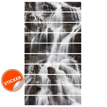 Stair Riser Vinyl Decals - Stairs Risers Stickers - 3d Stick And Peel Decal For Art Decor - Waterfall Step Murals Sticker Strips Home Mural