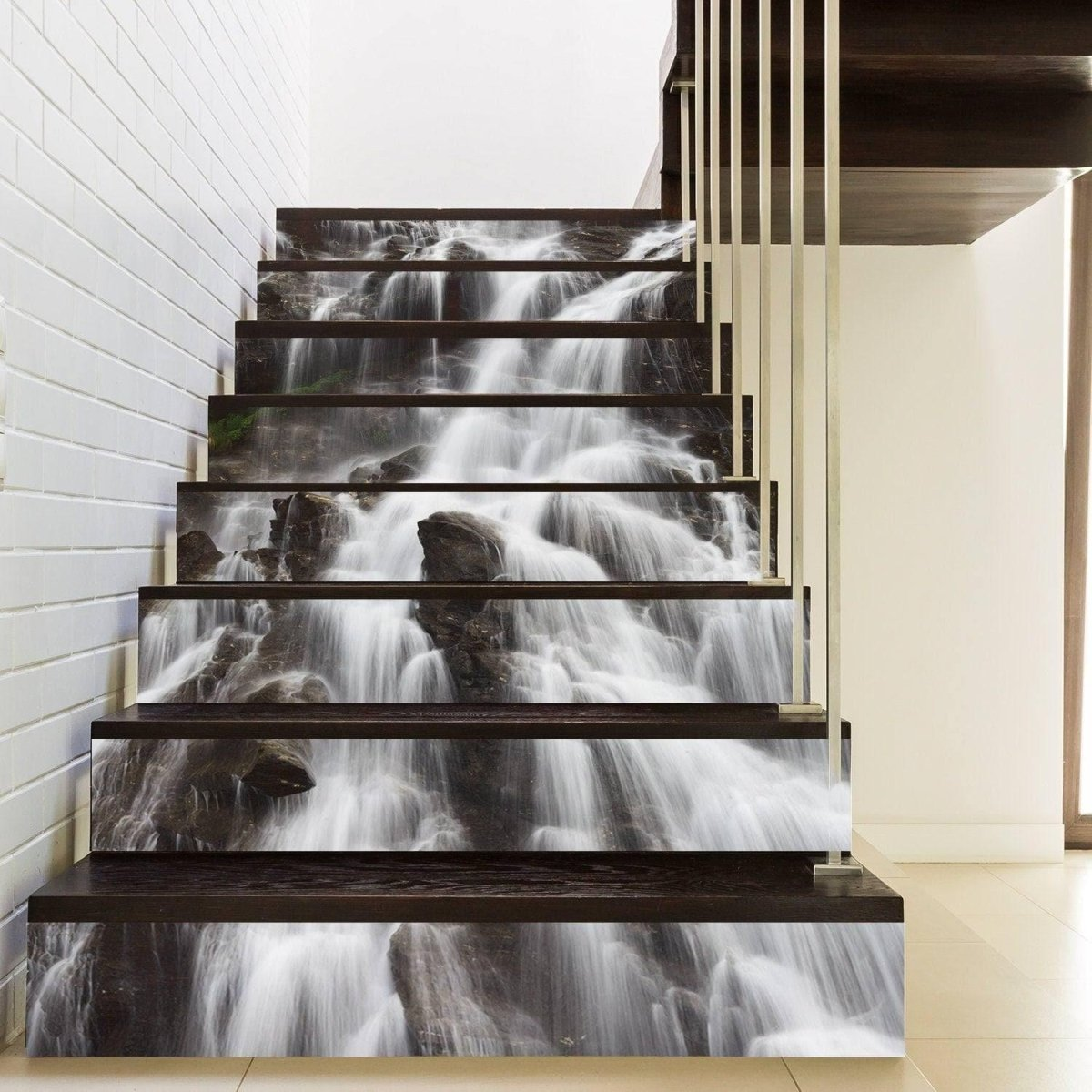 Stair Riser Vinyl Decals - Stairs Risers Stickers - 3d Stick And Peel Decal For Art Decor - Waterfall Step Murals Sticker Strips Home Mural
