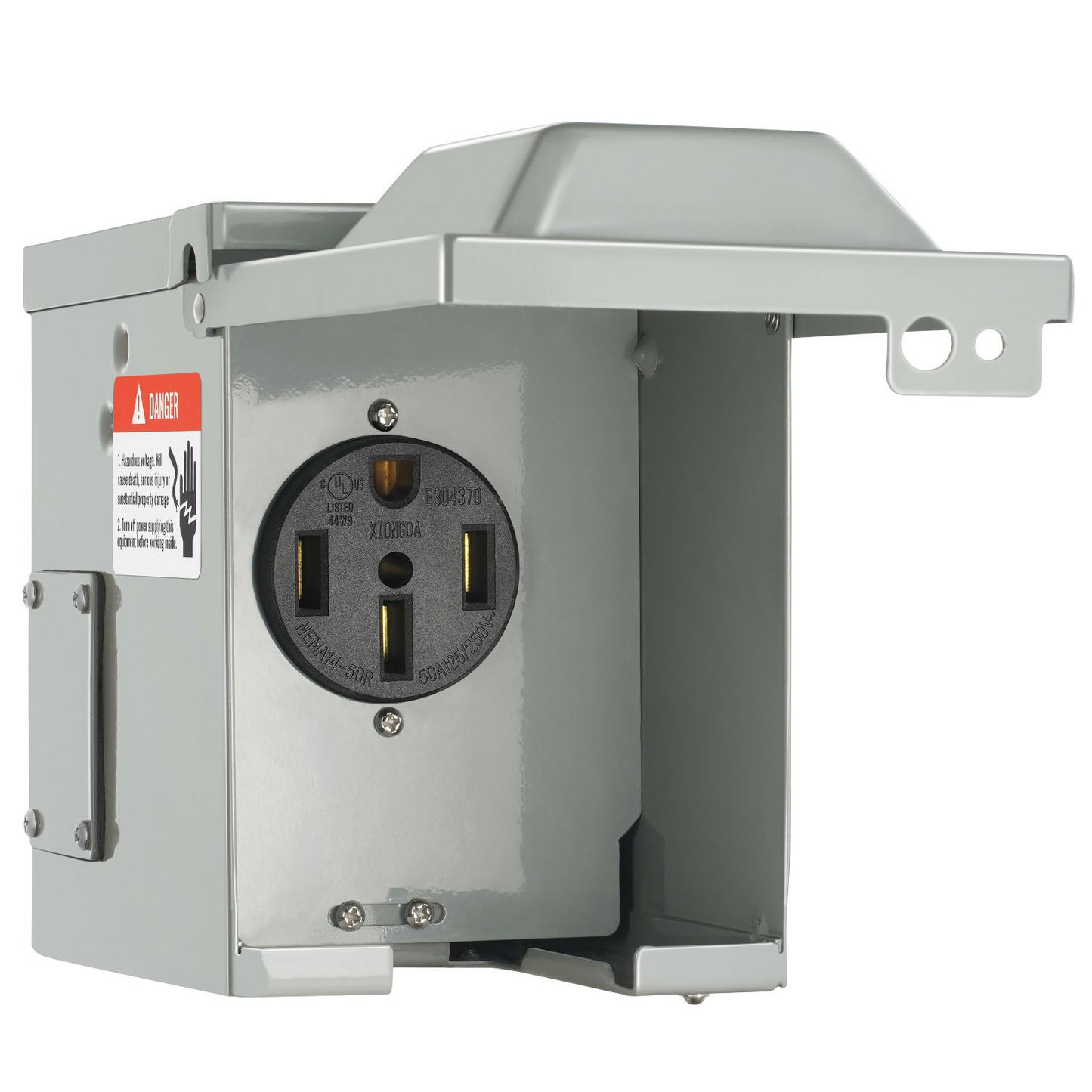 VEVOR 50 Amp RV Power Outlet Box, 125/250 Volt, Enclosed Lockable Outdoor RV Receptacle Box, NEMA 14-50R Weatherproof Electrical Panel, for RV Camper Trailer Motorhome Tested to UL Standards