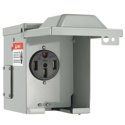 VEVOR 50 Amp RV Power Outlet Box, 125/250 Volt, Enclosed Lockable Outdoor RV Receptacle Box, NEMA 14-50R Weatherproof Electrical Panel, for RV Camper Trailer Motorhome Tested to UL Standards