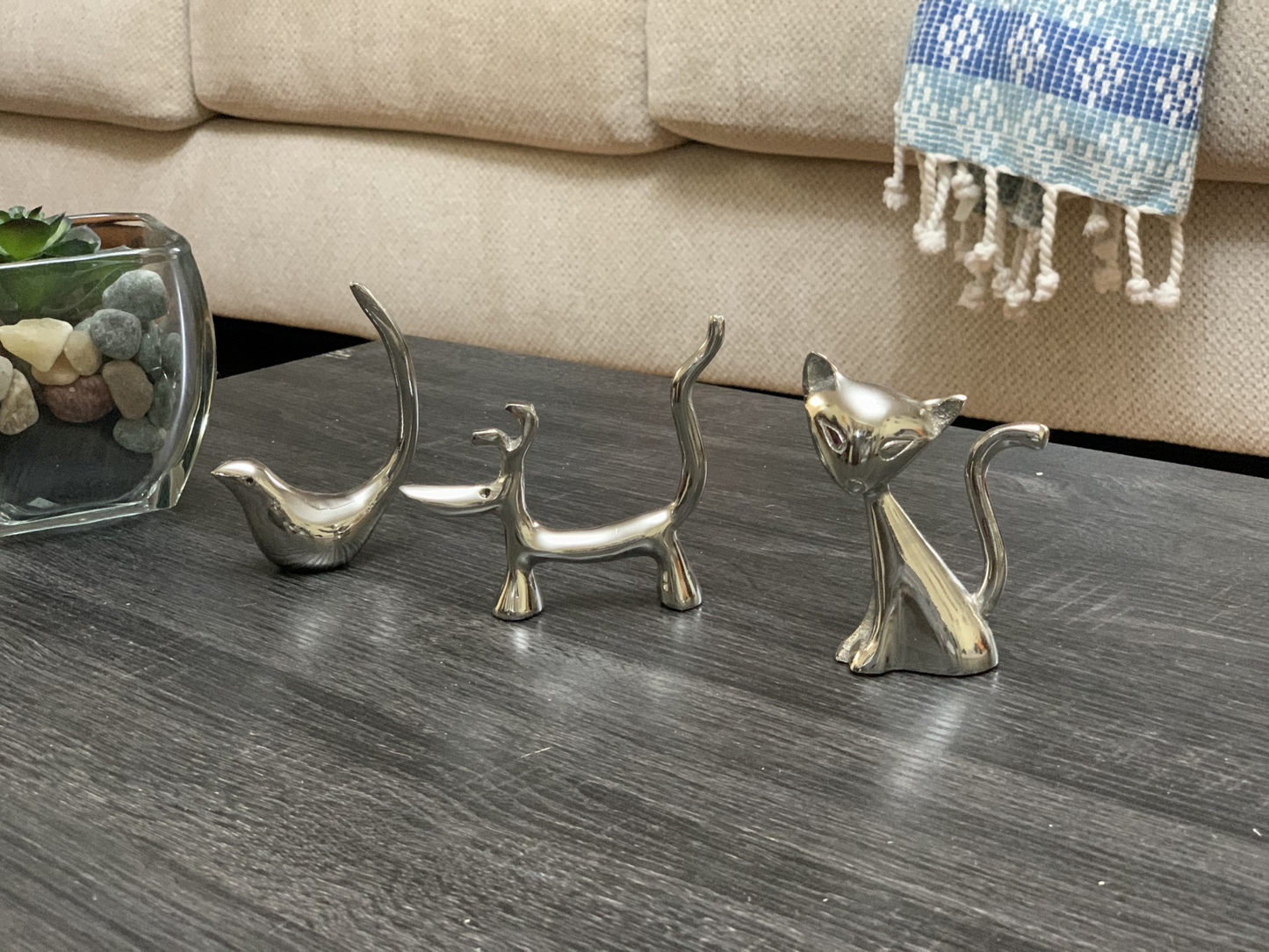 Vibhsa Dog Cat & Bird Ring Holders Set - Silver