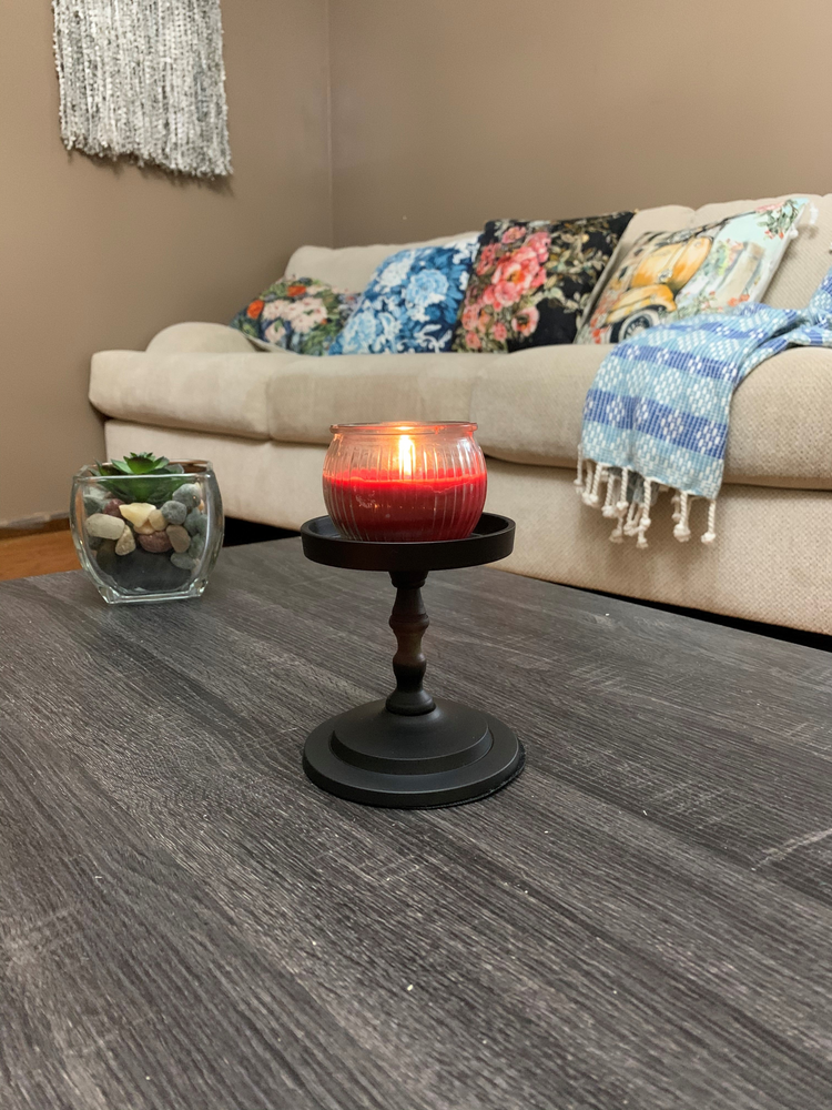 a candle on a table
