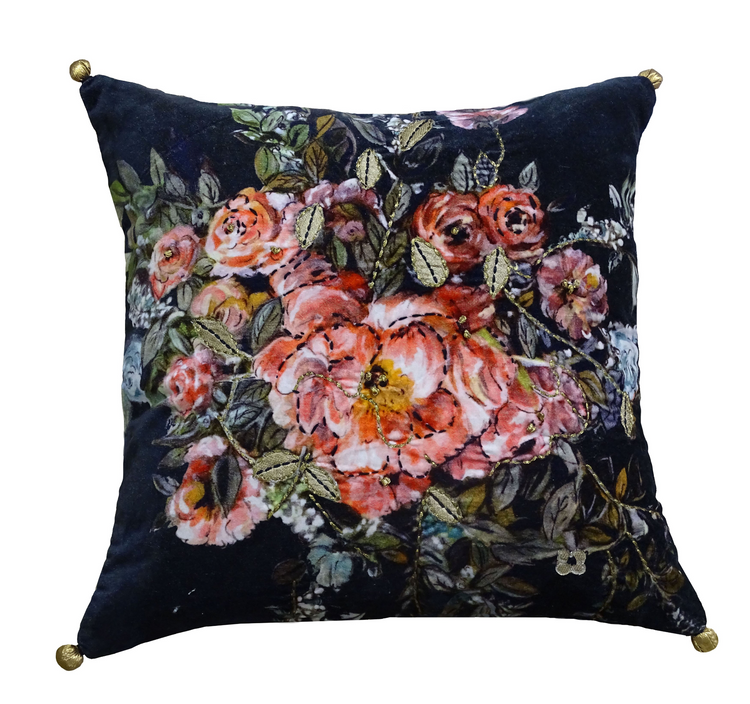 a pillow with a floral design